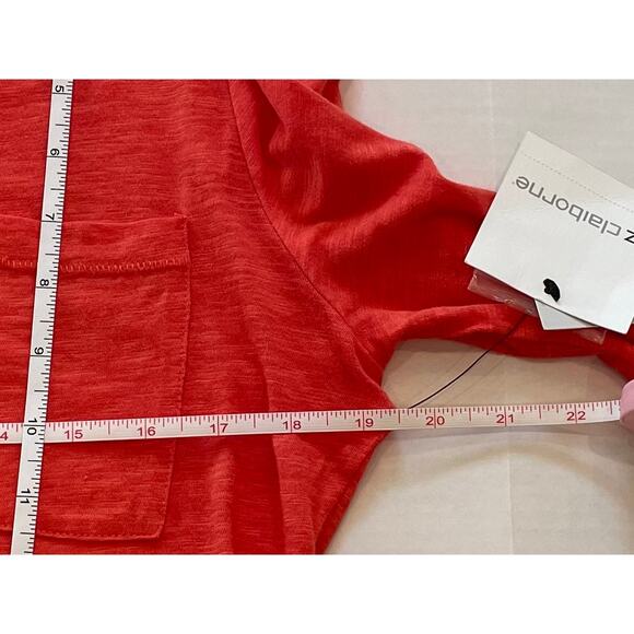 NWT Liz Claiborne Cotton Blend Roll Tab Button Down Shirt in Orange Blaze, M - Picture 10 of 11